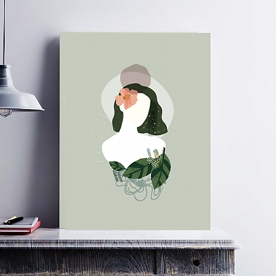 plakat portret kobiety w zieleni
