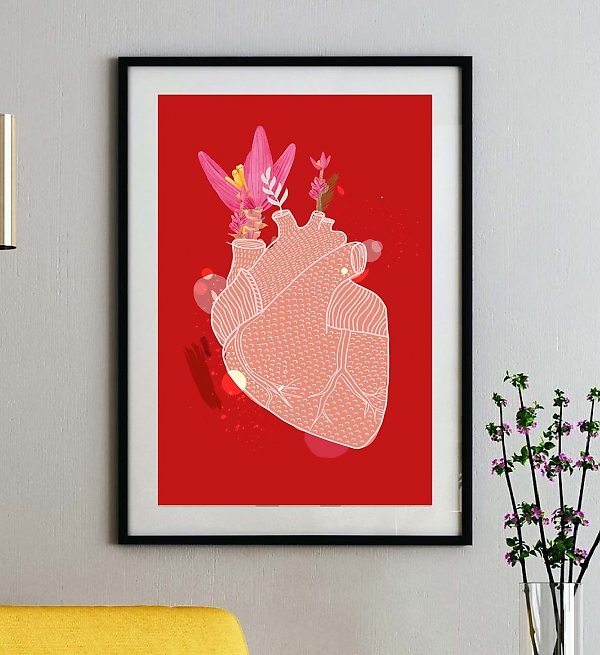 Plakat serce czerwone