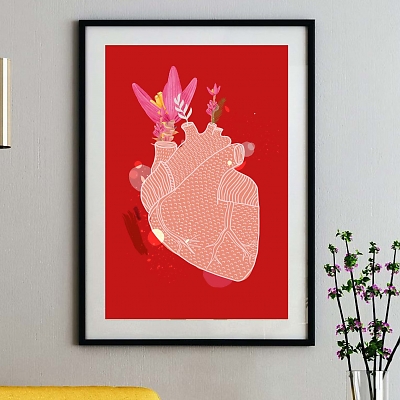 Plakat serce czerwone